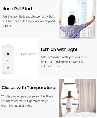 2Pcs Smart Electric Curtain Motor Curtains Rod Opener Voice Control Timer Control Light Sensor Automatic Curtain Switch Robot for I-rail U-rail