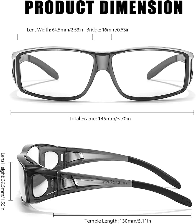 LVIOE Fit Over Blue Light Blocking Glasses and Computer Eyewear- Wear Over Prescription Glasses/Reading Glasses/RX Glasses