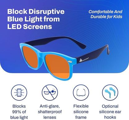 DefenderShield Blue Light Blocking Glasses Kid Series for Computer, Mobile, Gaming, Sleep-Purple - Anti Eye Strain, Headache