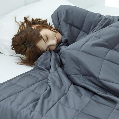 Weighted Idea Weighted Blankets for Adults (Dark Grey,48"x72",12lbs) Breathable Twin Blanket with Premium Glass Beads Heavy Soft Throw Blanket for All-Season