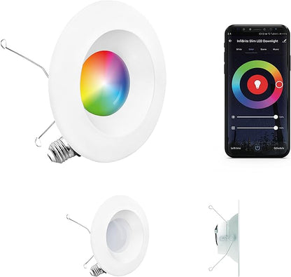 INFIBRITE 5 and 6 Inch WiFi Smart 12W 1100LM Recessed Retrofit LED Sleek Series Recessed Downlight Kit (Includes E26 Connector), Dimmable, Compatible with Alexa and Google, Wet Rated