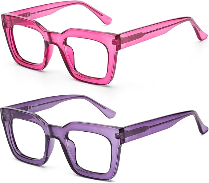 AQWANO Stylish Oversized Reading Glasses for Women Fashion Designer Readers Blue Light Square Computer Glasses