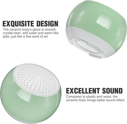 Ceramic Craft Bluetooth Speaker for Meditation & Yoga, Sound Therapy Machine for Stress Relief, Sleep Aid and Focus, Deep Bass, Louder Volume, Light Effect for Boxing Breathing (Green)