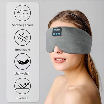 Joythink Sleep Headphones Wireless Eye Mask Kids Children Silk Wireless Headband Headphones for Sleeping with Adjustable Speaker Wireless Earbuds Side Sleeper Travel Meditation Music Mask Grey