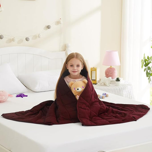 L'AGRATY Weighted Blanket - 36"x48" 3lbs Cooling Breathable Heavy Blankets Microfiber Material with Glass Beads for Adult All-Season Summer Fall Winter Soft Thick Comfort