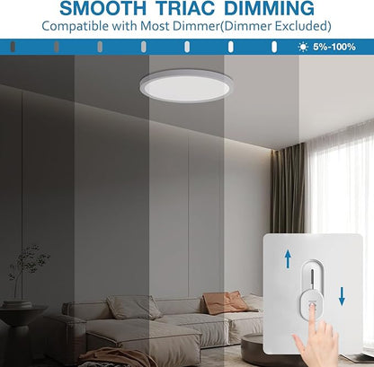 15.8 Inch Dimmable Large LED Flush Mount Ceiling Light 2 Pack, Low Profile Ceiling Light with 3 CCT (3000K/4000K/5000K), 5%-100% Dimming, Ultra-Thin 0.8", 32W 3200LM for Bedroom, Kitchen & Office