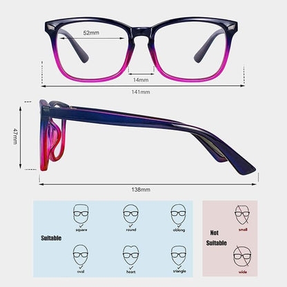 MAXJULI Blue Light Blocking Glasses,Computer Reading/Gaming/TV/Phones Glasses for Women Men(Purple Gradient Pink)