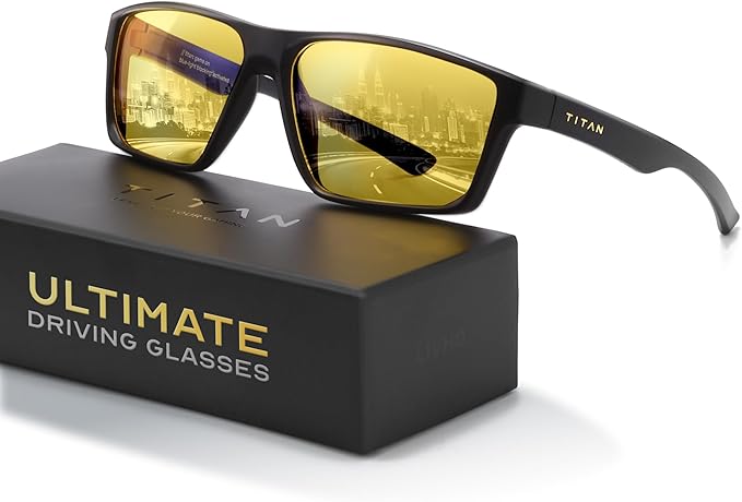 Titan Gaming Glasses, Blue Light Blocking, Night Driving Glasses for Men, Computer Protection Christmas Gift for Gamers