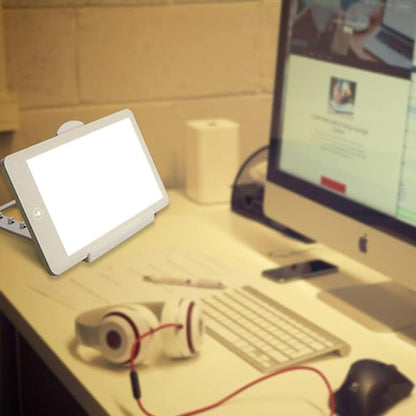 Portable Light Therapy Lamp, 32000 Lux, UV-Free, Adjustable Brightness, Foldable Bracket, White, 27.6 x 12.6cm