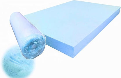Pet Dog Bed Blue Cooling Gel Infused High Density Solid Memory Foam Pad (47x29x4 inches)