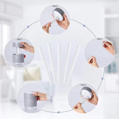 MOVTIP Portable Mini Humidifier, 500ml Small Cool Mist Humidifier, USB Personal Desktop Humidifier for Baby Bedroom Travel Office Home, Auto Shut-Off, 2 Mist Modes, Super Quiet (10PCS Cotton Stick)