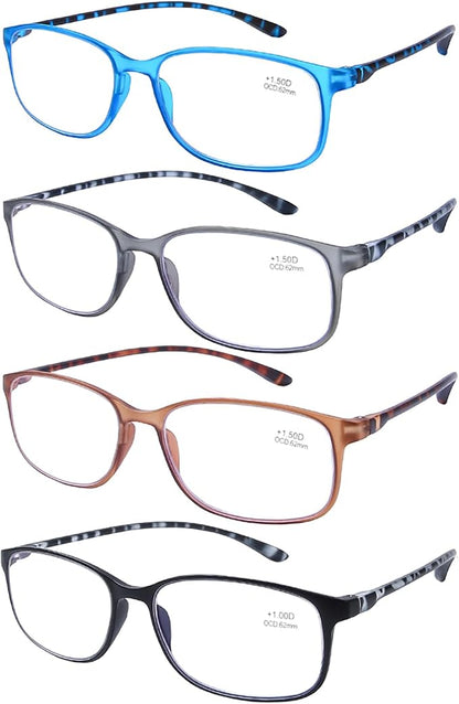 AQWANO Computer Reading Glasses 1.25 Blue Light Block - Comfortable Lightweight TR90 Flexible Frame UV Protection Anti Glare Eye Strain Readers, No Rubber Arms