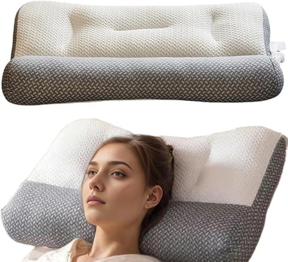 Orthopedic Deep Sleep Pillow - New Sleep Apnea & Ergonomic Pillow for Neck, Shoulder & Side, Back, Stomach Sleepers (Light White-A)