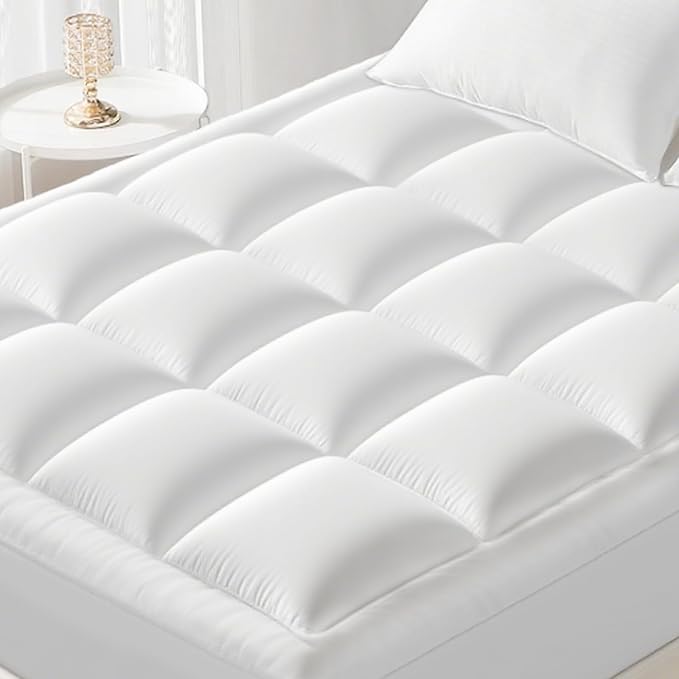 YUGYVOB Twin Mattress Topper - 600GSM Extra Thick Cooling & Breathable Mattress Pad with Deep Pocket 8"-21" & Soft Down Alternative Filling, White