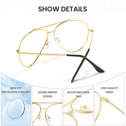 Cyxus Davos French Ma-con Style Aviator Glasses Blue Light Blocking Eyeglasses for Computer UV Protection Anti Eyestrain 8805