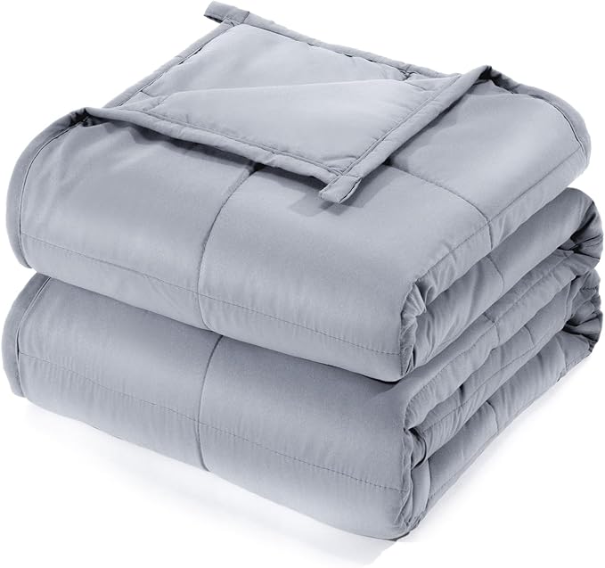 Lessymo Weighted Blanket for Adults - 15 lbs, 48"x72" Twin Size - Washable Heavy Blanket for Sleeping, Microfiber Big Blankets with Premium Glass Bead for All-Season Comfort, Soft Thick Blanket, Grey