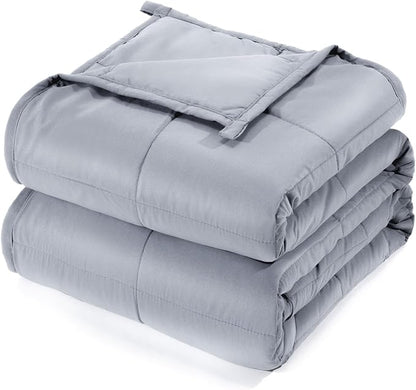 Lessymo Weighted Blanket for Adults - 15 lbs, 48"x72" Twin Size - Washable Heavy Blanket for Sleeping, Microfiber Big Blankets with Premium Glass Bead for All-Season Comfort, Soft Thick Blanket, Grey
