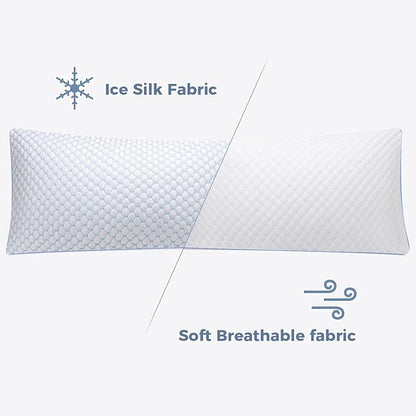 OSBED Cooling Adjustable Shredded Memory Foam Body Pillow - Temperature-Regulating for All Sleepers with Dual Airflow Ventilation(CertiPUR-US & Hypoallergenic & Machine Washable)