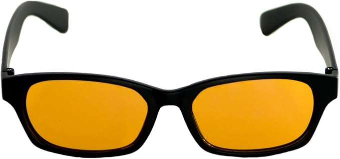 Blue Light Blocking Computer Glasses by Hack Your Sleep - Amber Tinted Lens Blocks Blue and UV Rays - Prevent Digital Eye Strain - Gaming Glasses - Reading Glasses (No Magnification)