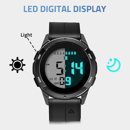 TICCI Men Unisex 8 Vibrating Alarms Watch for Elderly Seniors, Medication Aids Pill Reminder, Big Digits, Waterproof, Vibra Alert Notification,