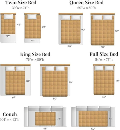 Royal Therapy Weighted Blanket - Heavy 100% Cotton Blankets with Premium Glass Beads (48''x78'' 15lbs, Soft Sky), Suitable for One Person (~150lb) - Use on Twin/Queen Bed