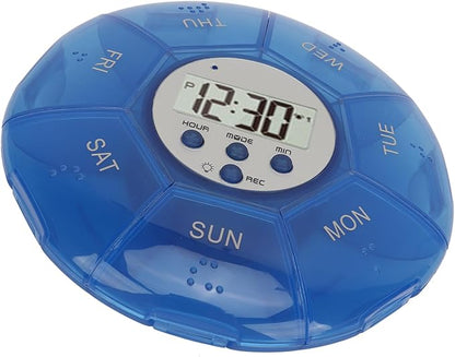 Case with Alarm, Weekly Medicines Setting Up Voice Reminders with Recording Playback Function 7 Day Medication Times Dispenser The Elderly Blind Person