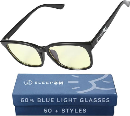 100% Blue Light Blocking Glasses - Better Sleep Anti Eye Strain Protection - Computer Gaming Women Men