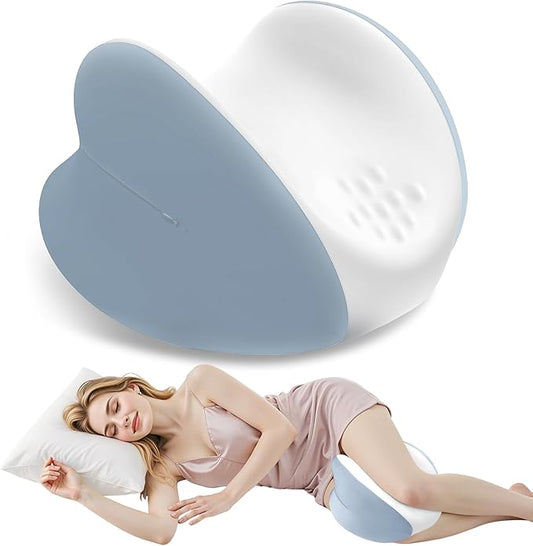 Knee Pillow for Side Sleepers, Leg Pillow with Washable Cover, Memory Foam Leg Pillow for Side Sleeping, Heart-Shape Cushion for Hip, Back & Sciatica Pain Relief, Light Blue