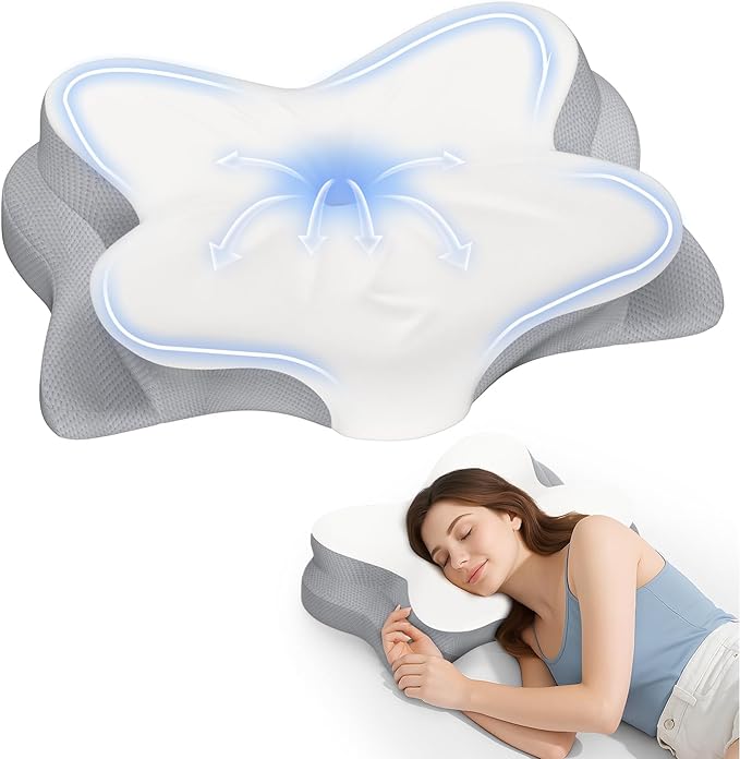 Cervical Neck Pillow, Ergonomic Memory Foam Pillows for Neck Pain Relief with Breathable Pillowcase, Adjustable Contour Neck Support Pillow for Side Back Stomach Sleepers, Odorless