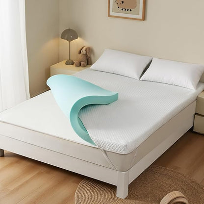 KUB 3 Inch Gel Memory Foam Mattress Topper Full Size 54x75 Inch 3 Inch-Cooling Foam Mattress Pad White