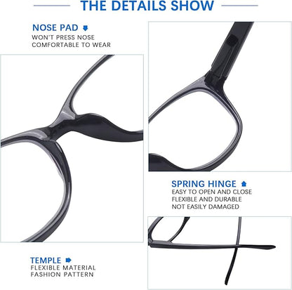 COJWIS 5 Pack Reading Glasses for Women Blue Light Blocking Computer Readers with Spring Hinge Anti Eye Strain Eyewear