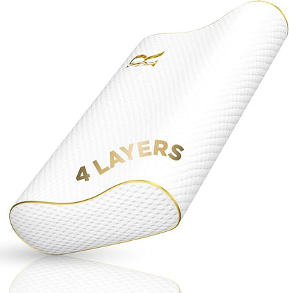 4-Layer Queen, Contour Pillow, Side and Back Sleepers, Orthopedic, Neck Support Pillow, for Neck Pain, CertiPUR-US