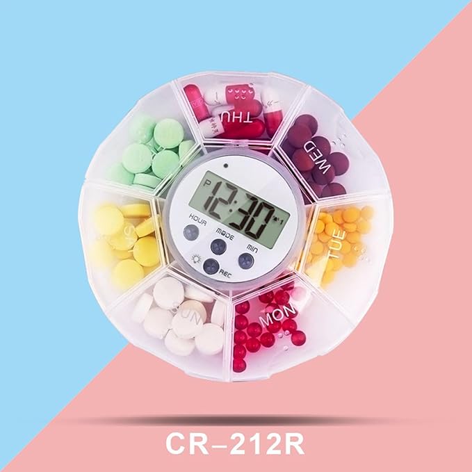 Smart Medication Organizer, Automatic Pill Dispenser, 7 Compartment Timer Box for Medicine Management, Portable Pill Storage, Elderly Care Tool, Hospital Travel Nursing Home Reminder Device
