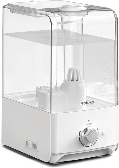 Humidifiers for Bedroom Large Room, Top Fill 6.5L Cool Mist Humidifier, 45H Runtime, 28dB Quiet Ultrasonic Air Humidifier for Home, Whole House, Baby Nursery, Night Light (White)