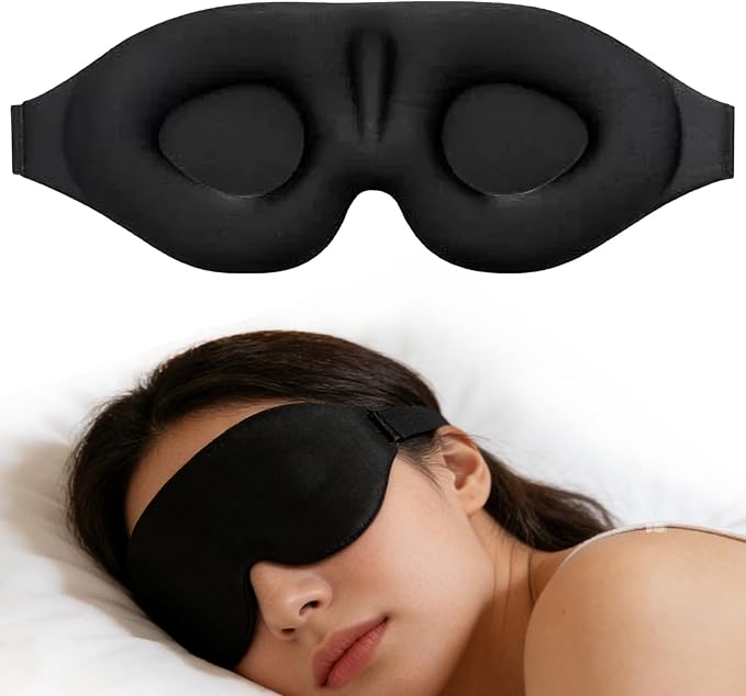 3D Contoured Sleep Mask for Women & Men, 100% Blackout Blindfold - Zero Pressure on Eyes & Lashes, Comfortable Memory Foam with Breathable Cover for Sleeping, Travel, Nap, Meditation, Lash Extensions