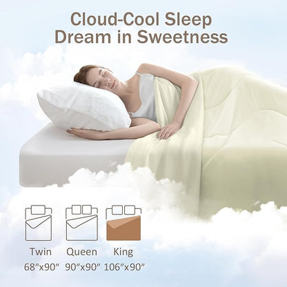 Cooling Blanket Comforter Hot Sleepers King/Cali King Soft Cooling Blanket, Double-Sided Cool Bedding for Night Sweats, All-Season Lightweight Comforter(106 * 90inch, Snow Ivory)