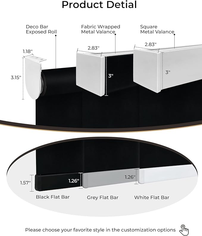 Motorized Roller Shade with Remote Control, 100% Blackout Electric 21-110” Width Blinds for Windows with Alexa Google Home, Rechargeable Smart Automatic Customized Size（Waterproof-Black）
