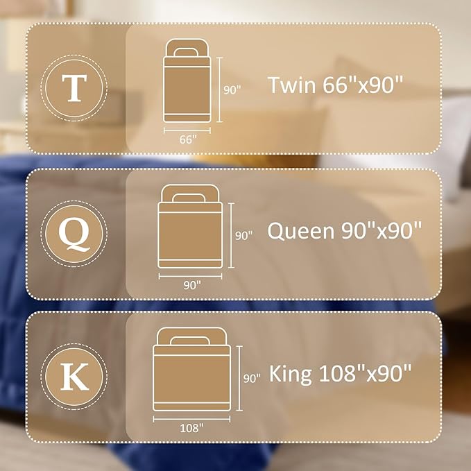 downluxe Queen Size Blanket with Satin Trim, Lightweight Down Alternative Blankets Queen Size for All Season, Machine Washable (Navy, 90x90 Inch)