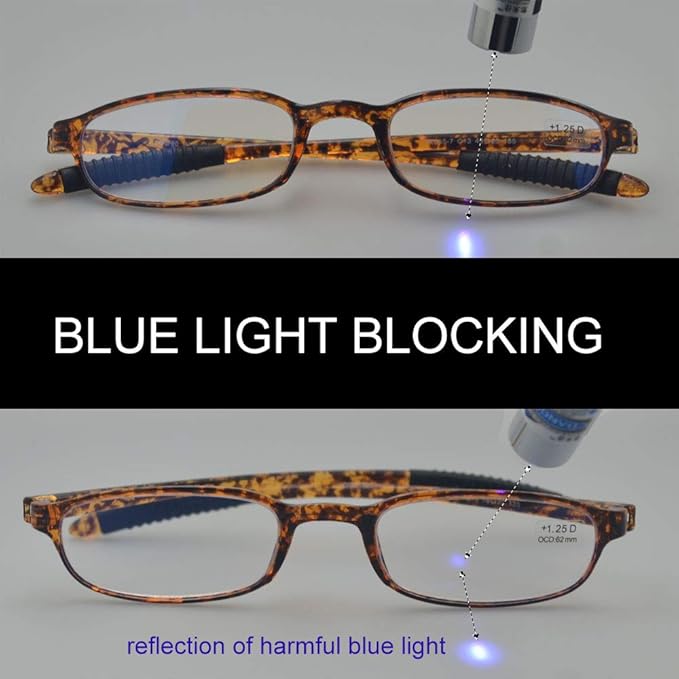 Computer Blue Light Blocking Reading Glasses(Flexible and Lightweight) Plastic Portable Readers
