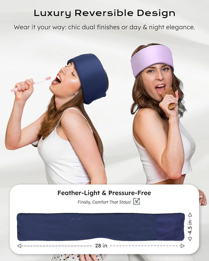 Dual-Sided Sleep Mask for Side Sleepers, Soundless Velcro, Bamboo Fiber & Milk Silk Eye Mask, Zero Pressure Sleeping Mask for Women & Men, Eye Relief Blindfold for Nap, Travel Essentials, Blue