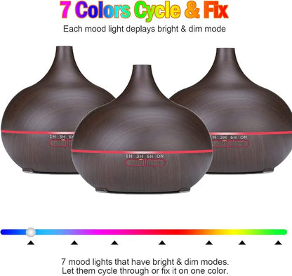 Diffusers for Essential Oils Large Room 550ml Aroma Diffuser for Home, Ultra Quiet Aromatherapy Essential Oil Diffuser, Ultrasonic Cool Mist Humidifier with 7 Light Colors, Timer Setting