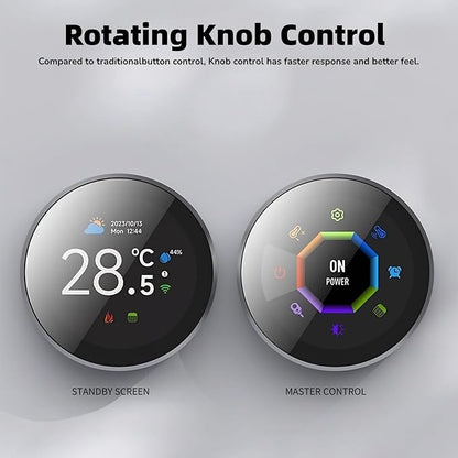 Smart Thermostat for Home, APP Programmable WiFi Thermostat, Temp Voice Controller, Work with Tuya App for Assistant, 1.32in TFT Screen, Knob Control,2 Way Rotating