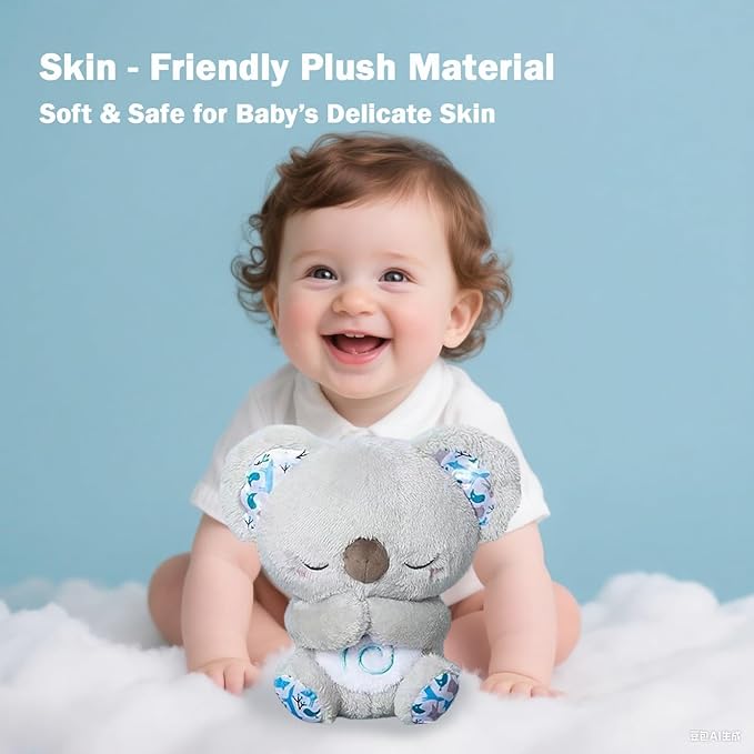 Breathing Koala Stuffed Animal - Anxiety Relief Plush with Musical Lights & Rhythmic Breathing Motion for Adults and Kids (Yellow)