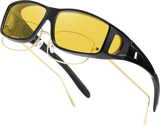 Fit Over Glasses Blue Light Blocking and Night Vision Driving Glasses for Men Women Wrap Around Goggles Eyewear PT2006