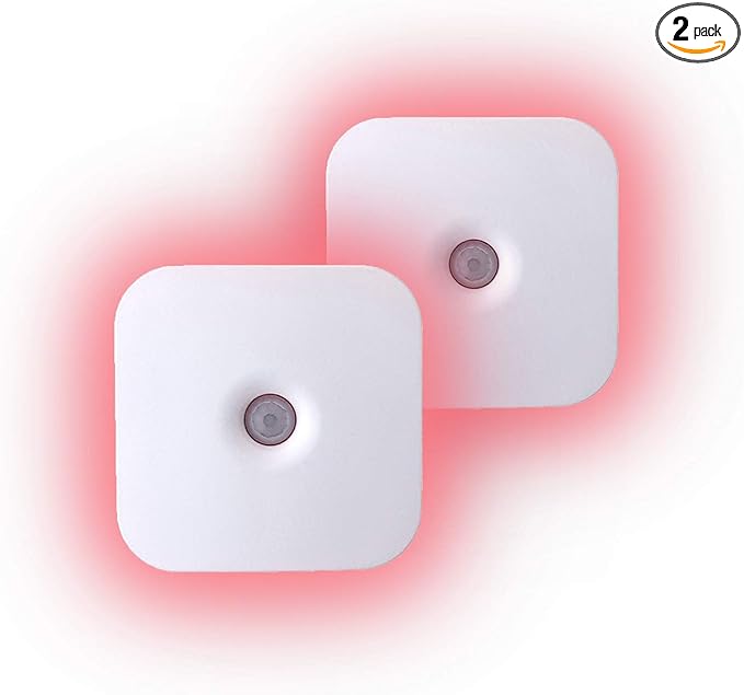 emagine A Sleep Aid Red LED Motion Sensor Portable Rechargeable Night Light Motion Activated Auto Sensor, Promotes melatonin Production and Healthy Sleep, ON-Off-Auto-Brightness Toggle, 2-Pack (Red)