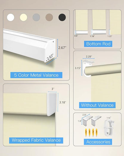 Motorized Light Filtering Roller Shades with Remote Control, Smart Blinds for Windows Compatible with Alexa Google via Hub, Rechargeable Electric Window Shade Customized Size (Beige)