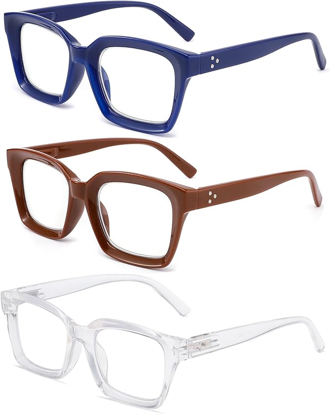 Readers for Women Oprah Style Square Reading Glasses with Spring Hinge Blue Light Blocking for Men Ladies