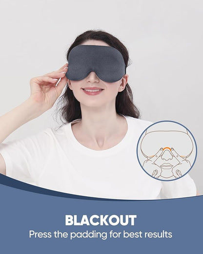 MZOO Luxury Sleep Eye Mask for Side Sleeper Men Women, Zero Eye Pressure 3D Sleeping Mask, Light Blocking Patented Design Night Blindfold, Soft Eye Shade Cover for Travel, Grey