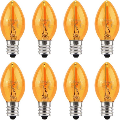 KINUR C7 LED Bulbs, led Night Light Bulb E12 Candelabra Base Amber 2200K, 1 Watt Equivalent 10W Incandescent Bulb, Salt Lamp and Window Candles & Chandeliers Replacement Bulb 8 Pack (8, Amber)