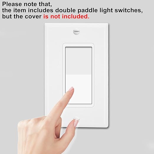 Greencycle Single Pole Rocker Light Switch,Paddle Light Switch 15 Amp,Sp Switches White,120V-277V AC,On/Off Wall Switches, Residential/Commercial Grade,Home & Office,UL/CUL,2PK